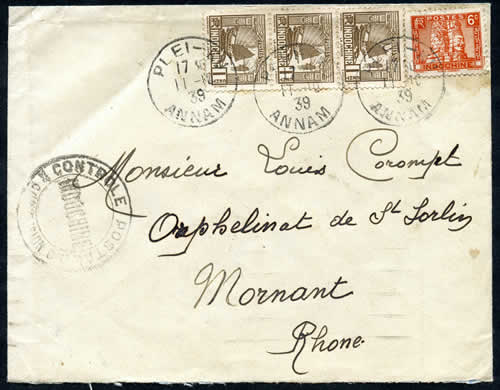 Lettre pour le Rhône affranchie à 9 cts